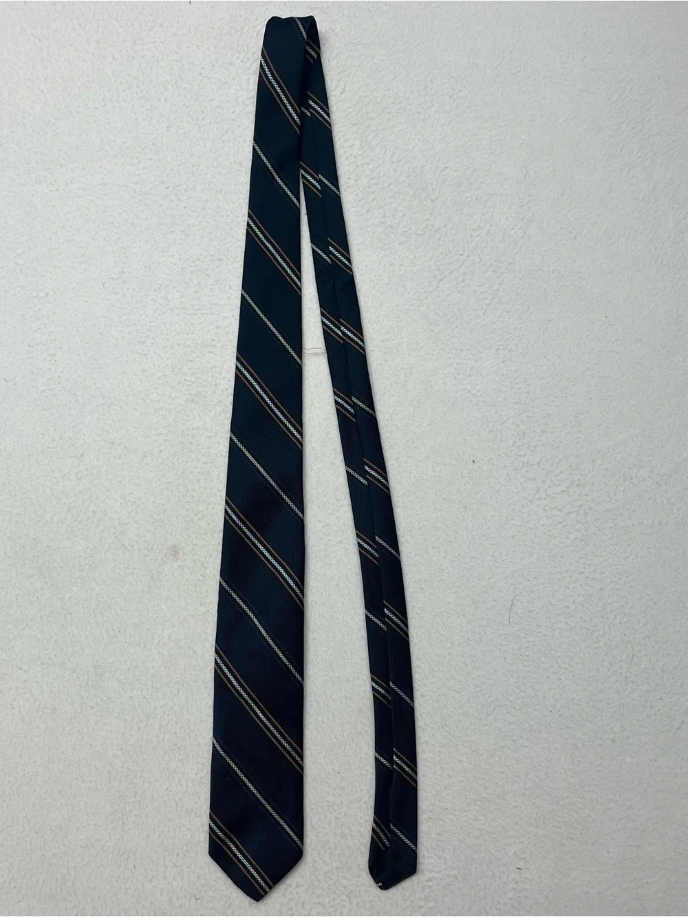 Emilio Fervaro Men's Blue Diagonal Striped Pointed Woven Tie